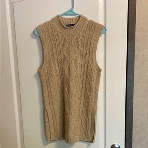 Ralph Lauren Tan Cable Knit Sleeveless Sweater